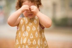 Mirasa Design Baby Gifts Baby Bold Leaf Dress - Forest Yellow 12 Mirasa Design Baby Gifts Baby Bold Leaf Dress - Forest Yellow