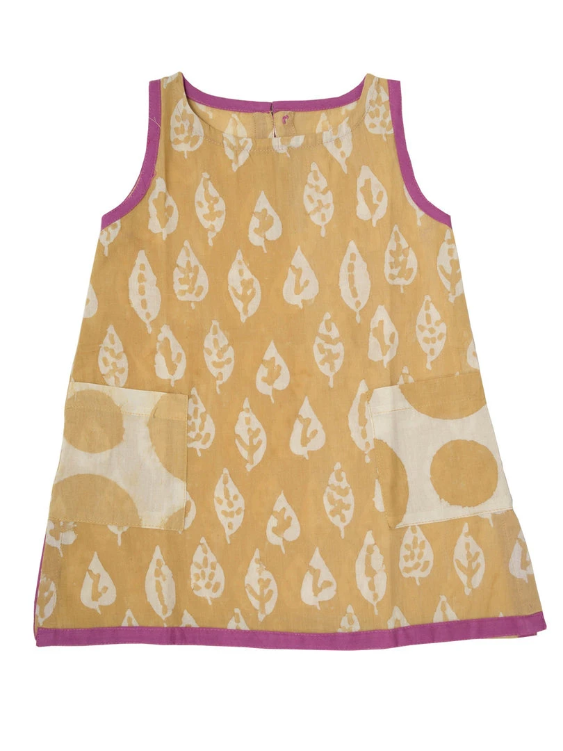 Mirasa Design Baby Gifts Baby Bold Leaf Dress - Forest Yellow 3 Mirasa Design Baby Gifts Baby Bold Leaf Dress - Forest Yellow