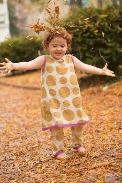 Mirasa Design Kids' + Baby Baby Polka Dress - Forest Yellow