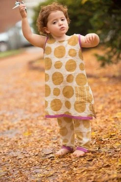 Mirasa Design Kids' + Baby Baby Polka Dress - Forest Yellow