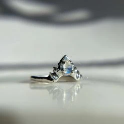 Iron Oxide Moonstone Halo Stacker Ring Jewelry