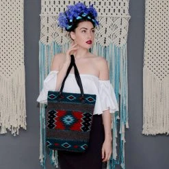 MZ Fair Trade Lost Island Wool Bucket Tote Bag