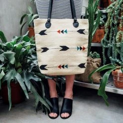 MZ Fair Trade Accessories Obsidian Arrow Wool Bucket Tote Bag