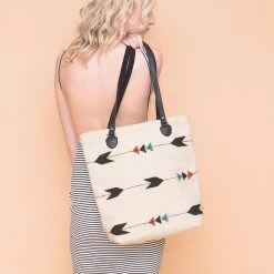 MZ Fair Trade Accessories Obsidian Arrow Wool Bucket Tote Bag