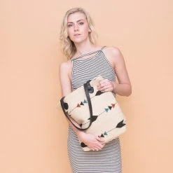 MZ Fair Trade Accessories Obsidian Arrow Wool Bucket Tote Bag