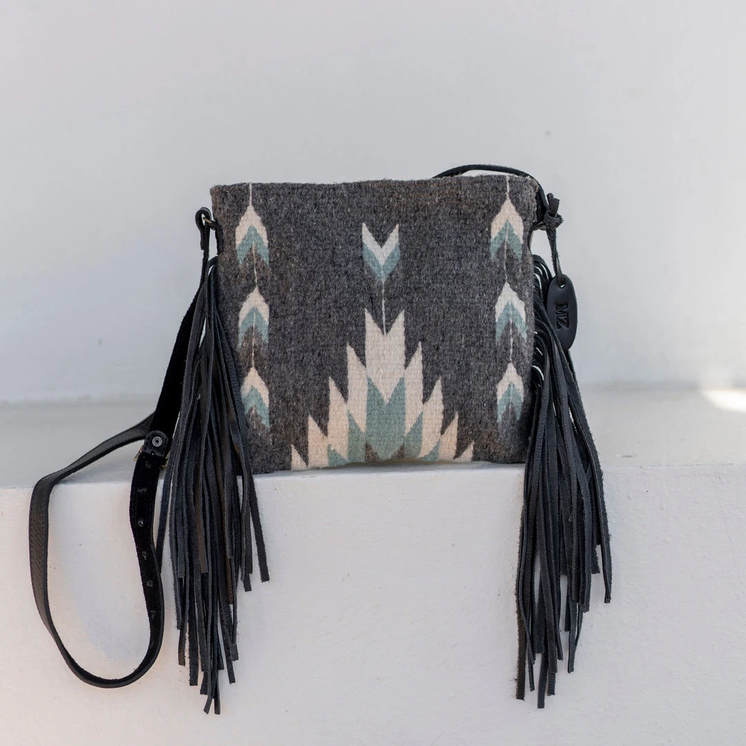 MZ Fair Trade Smoky Quartz Wool Fringe Bag Accessories 3 MZ Fair Trade Smoky Quartz Wool Fringe Bag Accessories