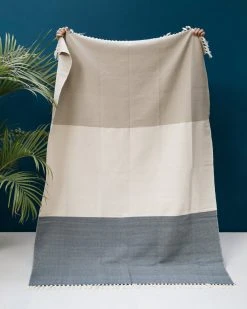 Kiliim Navy And Beige Throw Blanket