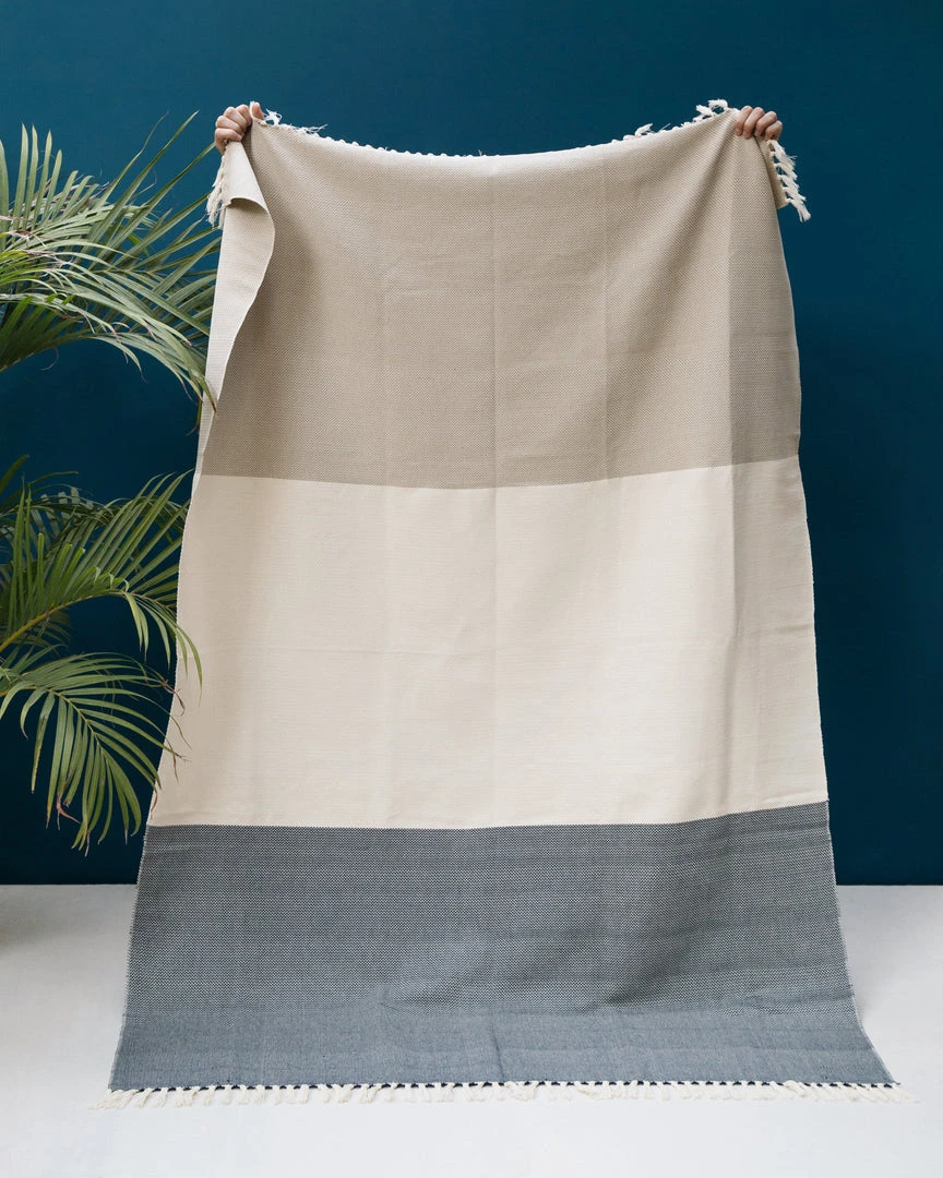 Kiliim Navy And Beige Throw Blanket 3 Kiliim Navy And Beige Throw Blanket