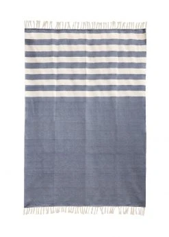Kiliim Navy Stripes Throw Blanket Home Goods