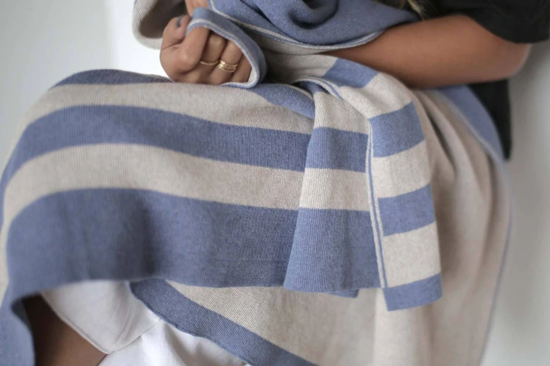 Newly Goods Cumberland Blue Recycled Throw Blanket Handcrafted 5 Newly Goods Cumberland Blue Recycled Throw Blanket Handcrafted