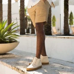 Nisolo Men's Cortez Mid Top Sneaker - Bone + Gum