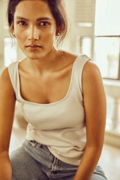 No Nasties Wide-Neck Ribbed Tank Top Clothing