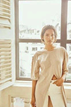 No Nasties Clothing Sand Reversible Long Tee