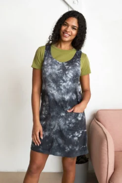 North Of West Caroline Tie Dye Jumper Dress - Black