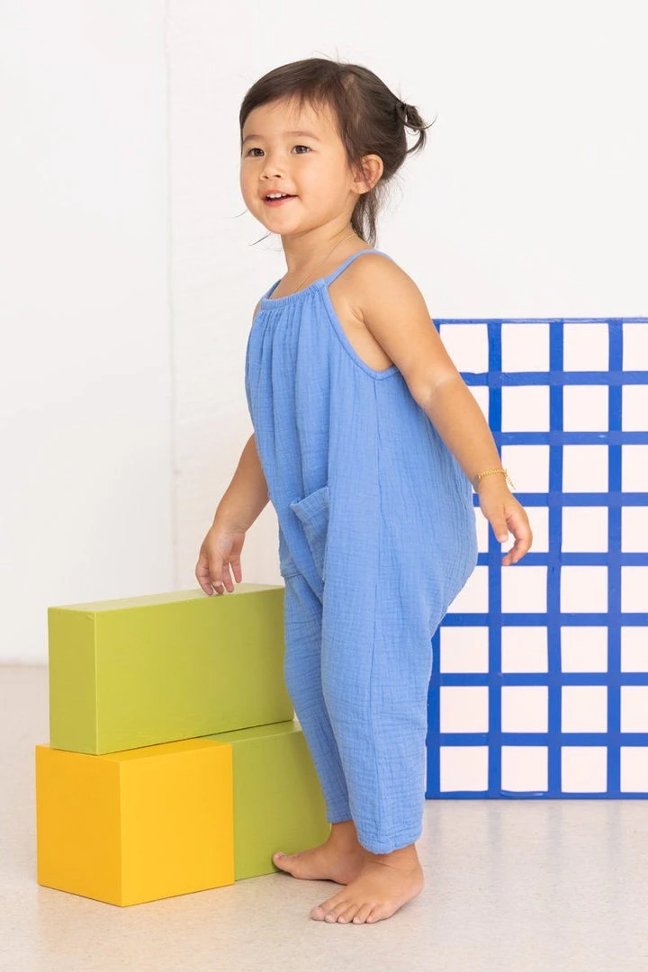 North Of West Sale Kids' Double Cloth Jumpsuit - Adriatic 5 North Of West Sale Kids' Double Cloth Jumpsuit - Adriatic