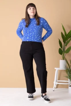 North Of West Morgan Squiggles Mock Neck - Azure 9 North Of West Morgan Squiggles Mock Neck - Azure