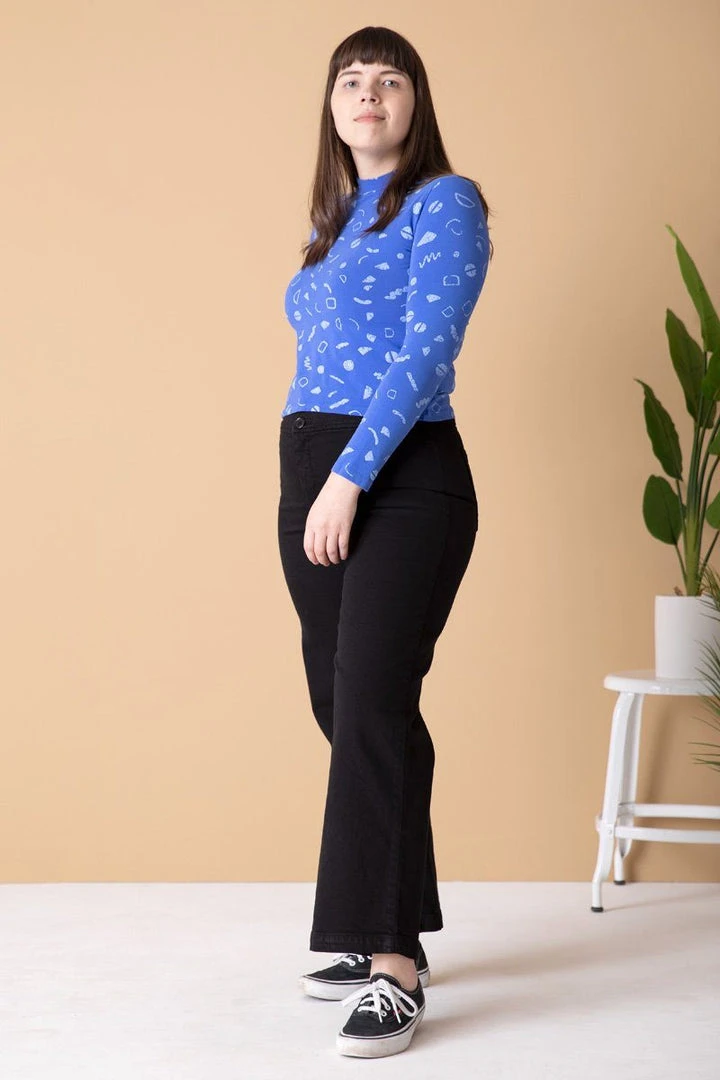 North Of West Morgan Squiggles Mock Neck - Azure 7 North Of West Morgan Squiggles Mock Neck - Azure