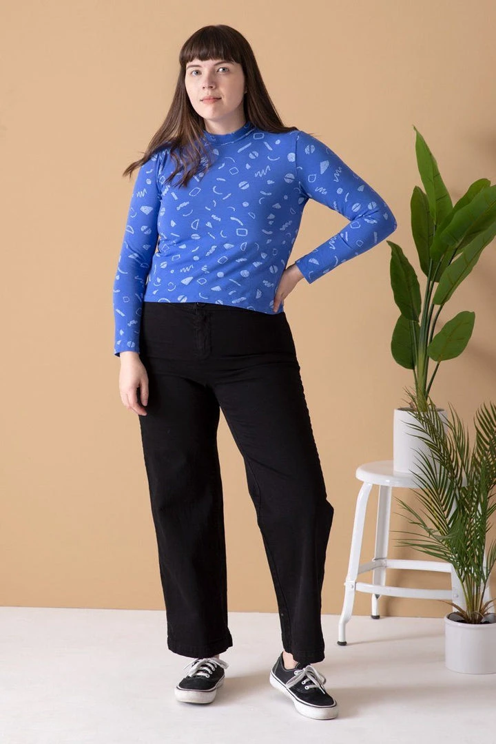 North Of West Morgan Squiggles Mock Neck - Azure 6 North Of West Morgan Squiggles Mock Neck - Azure