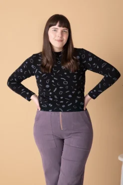 North Of West Sale Morgan Squiggles Mock Neck - Black