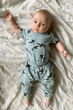 North Of West Baby's Orcas Onesie - Sea Mist Sale