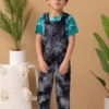 North Of West Sale Kids' Park Upcycled Tie Dye Overalls - Black