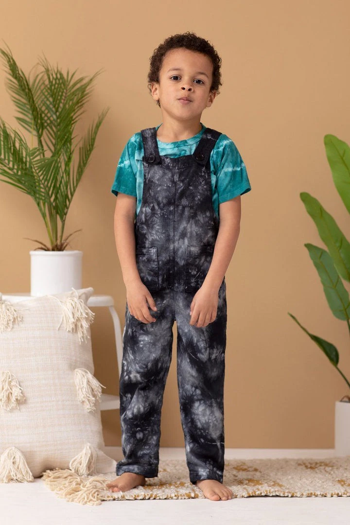North Of West Sale Kids' Park Upcycled Tie Dye Overalls - Black 3 North Of West Sale Kids' Park Upcycled Tie Dye Overalls - Black