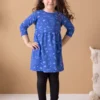 North Of West Sale Kids' Squiggles Gathered Dress - Azure