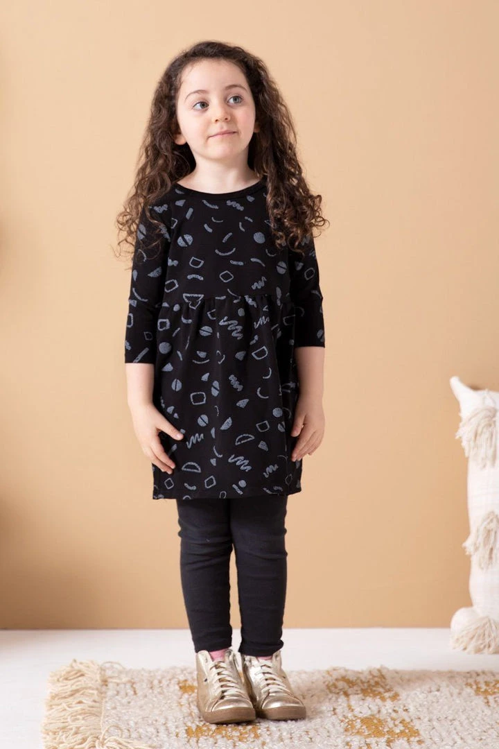 North Of West Kids' Squiggles Gathered Dress - Black 3 North Of West Kids' Squiggles Gathered Dress - Black