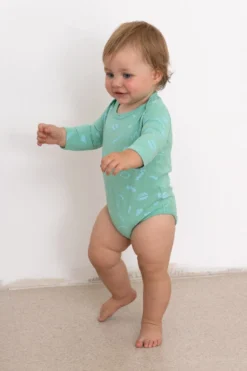 North Of West Baby's Squiggles Long Sleeve Onesie - Seafoam