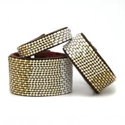 Swahili Coast Design Ombre Gold Beaded Leather Cuff