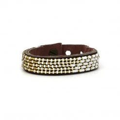Swahili Coast Design Ombre Gold Beaded Leather Cuff