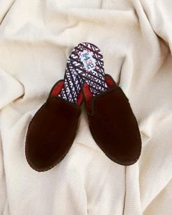 ONE432 Best Sellers Upcycled Velvet Unisex Slippers - Bordeaux Black