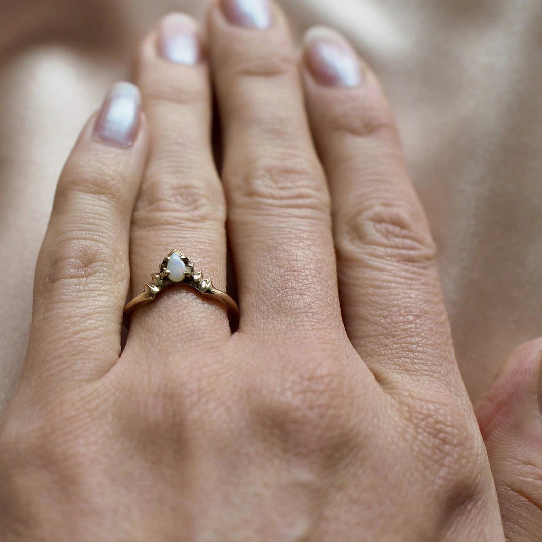 Iron Oxide Opal Halo Stacker Ring 4 Iron Oxide Opal Halo Stacker Ring