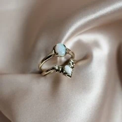 Iron Oxide Jewelry Opal Halo Stacking Ring Set