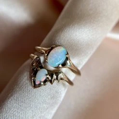 Iron Oxide Jewelry Opal Halo Stacking Ring Set