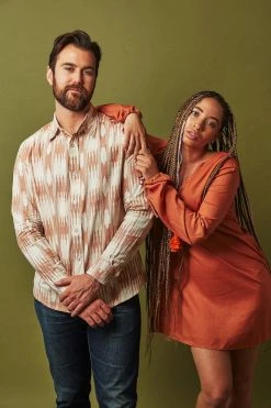 Passion Lilie Men's Banded Stripes Button Down Shirt