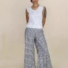 Passion Lilie Billowy Gray + White Pants Clothing