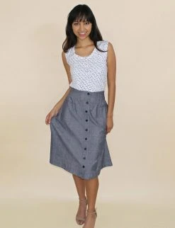 Passion Lilie Chambray Midi Skirt