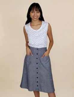 Passion Lilie Chambray Midi Skirt