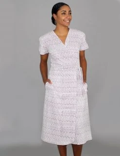 Passion Lilie Clothing Geo Mauve Jersey Wrap Dress