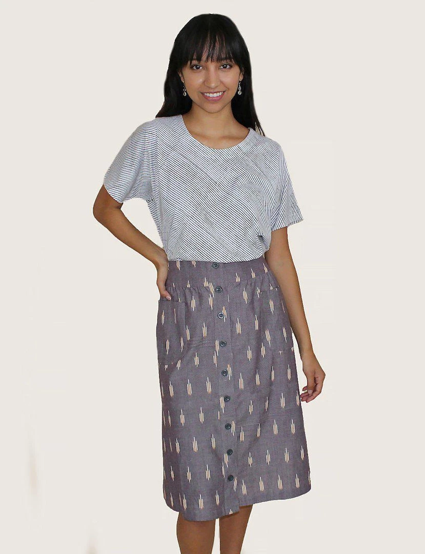 Passion Lilie Best Sellers Grape Chambray Midi Skirt 5 Passion Lilie Best Sellers Grape Chambray Midi Skirt