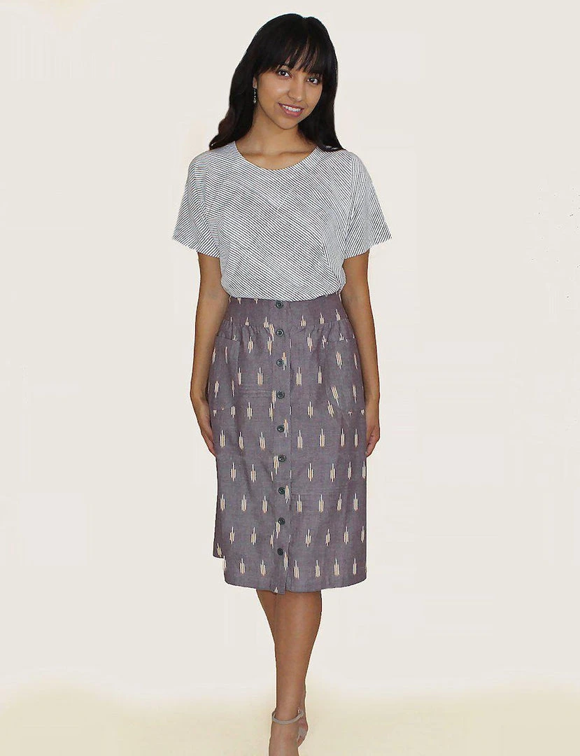 Passion Lilie Best Sellers Grape Chambray Midi Skirt 6 Passion Lilie Best Sellers Grape Chambray Midi Skirt
