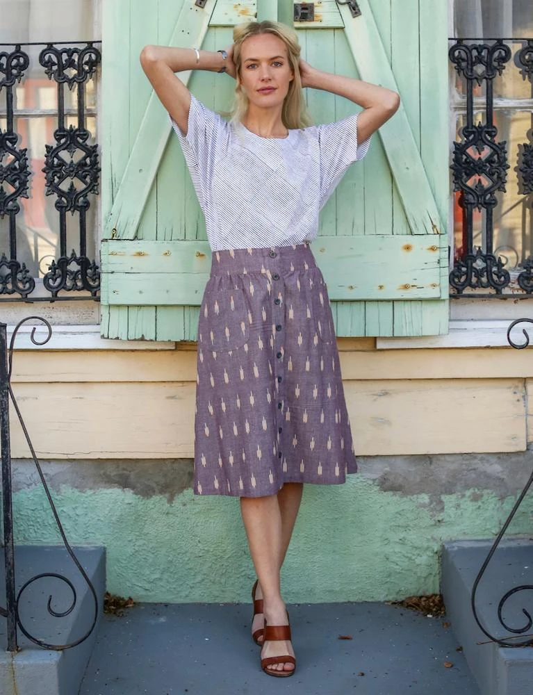 Passion Lilie Best Sellers Grape Chambray Midi Skirt 4 Passion Lilie Best Sellers Grape Chambray Midi Skirt