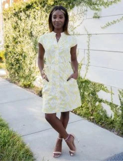 Passion Lilie Clothing Lemon Ikat Button Dress