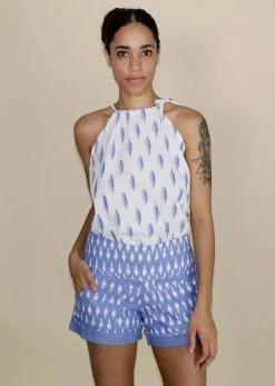 Passion Lilie Clothing Light Blue Ikat Shorts