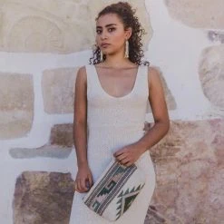 MZ Fair Trade Pastel Mitla Wool Clutch Bag