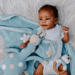 Pebble Fair Trade Large Giraffe - Duck Egg Blue