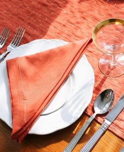 Anchal Pin Stitch Napkin Set - Rust Kitchen + Dining