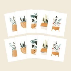 Cute Root Greeting Cards Plants And Pots Plantable Cards - 10 Pack