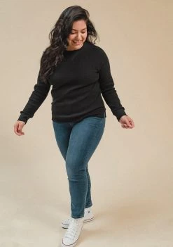 Poplinen Gloria Waffle Thermal Top - Black Clothing